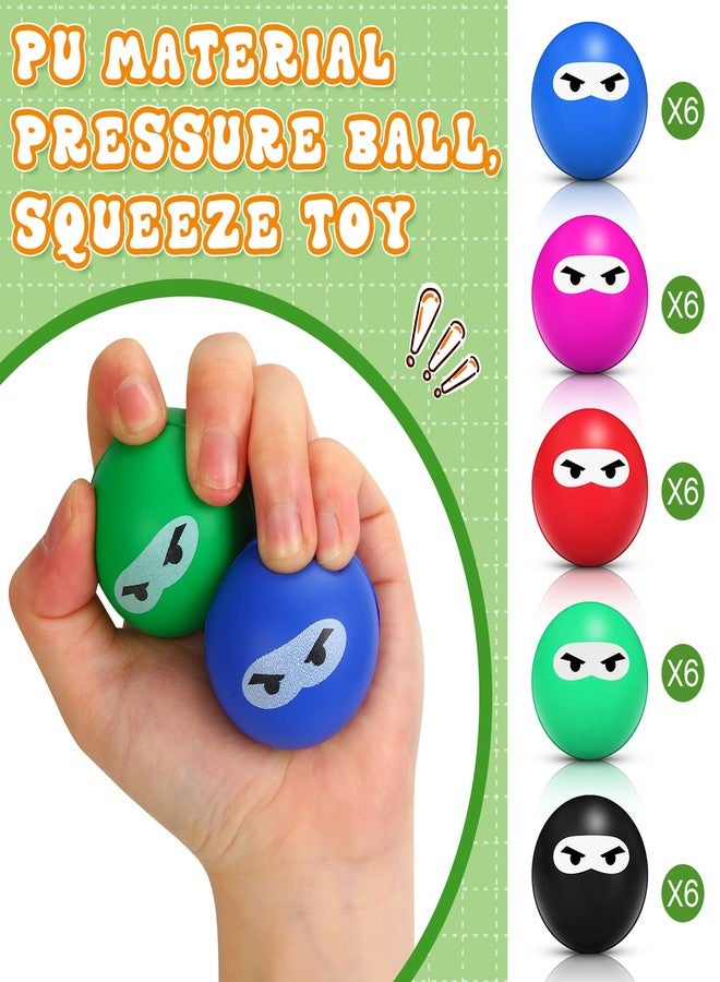 جيريفي مجموعة جيريفي من 30 كرة لتخفيف التوتر على طريقة النينجا، مناسبة للبالغين، بطيئة الارتفاع، مثالية لحفلات النينجا، مصنوعة من إسفنج البولي يوريثان، كرات حسية لتخفيف التوتر، قابلة للضغط والتمدد، هدية مثالية لحفلات أعياد الميلاد والكريسماس، متوفرة بخمسة ألوان. - Image 5